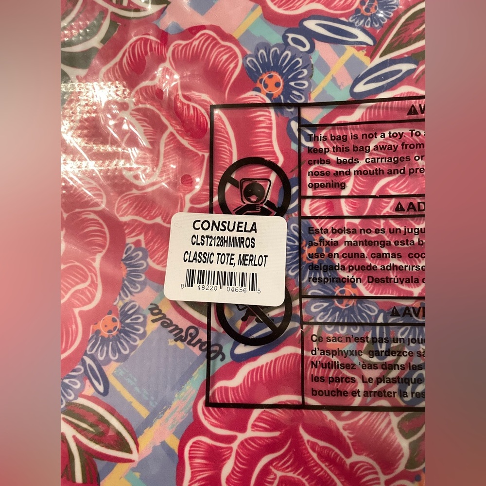 Consuela Floral Tote in Pink, Blue, Navy & Tan - Picture 4 of 9